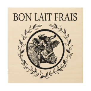 French Vintage Fresh Milk Dairy Cow Wood Wall Decor