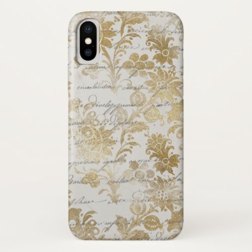 French Vintage Gold Floral iPhone XS Case