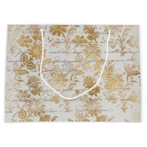 French Vintage Gold Floral Large Gift Bag