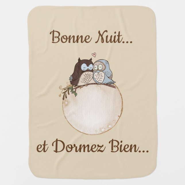 French Vintage Good Night Baby Blanket (Front)