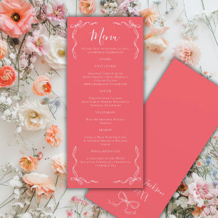 French Vintage Hand Drawn Fresh Strawberry Wedding Menu