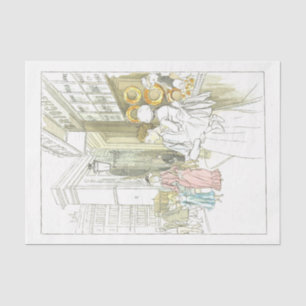 French Vintage Lady Decoupage Street Bakery Tissue Tissue Paper