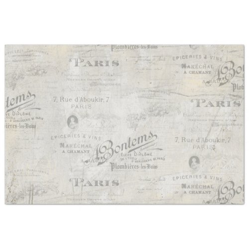 French Vintage Paris Script Ephemera Decoupage Tissue Paper