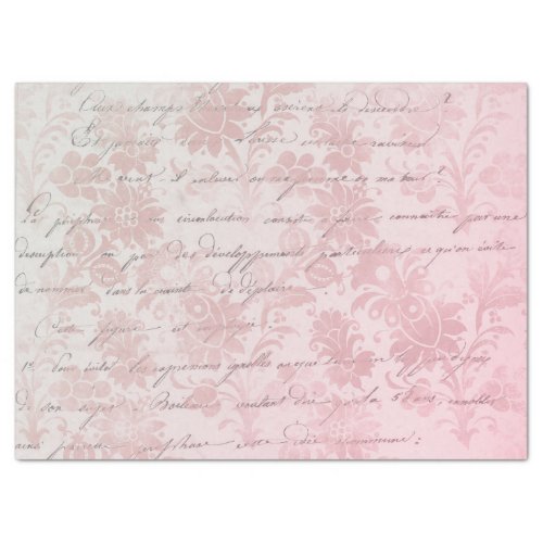 French Vintage Pink Floral Decoupage Tissue Paper