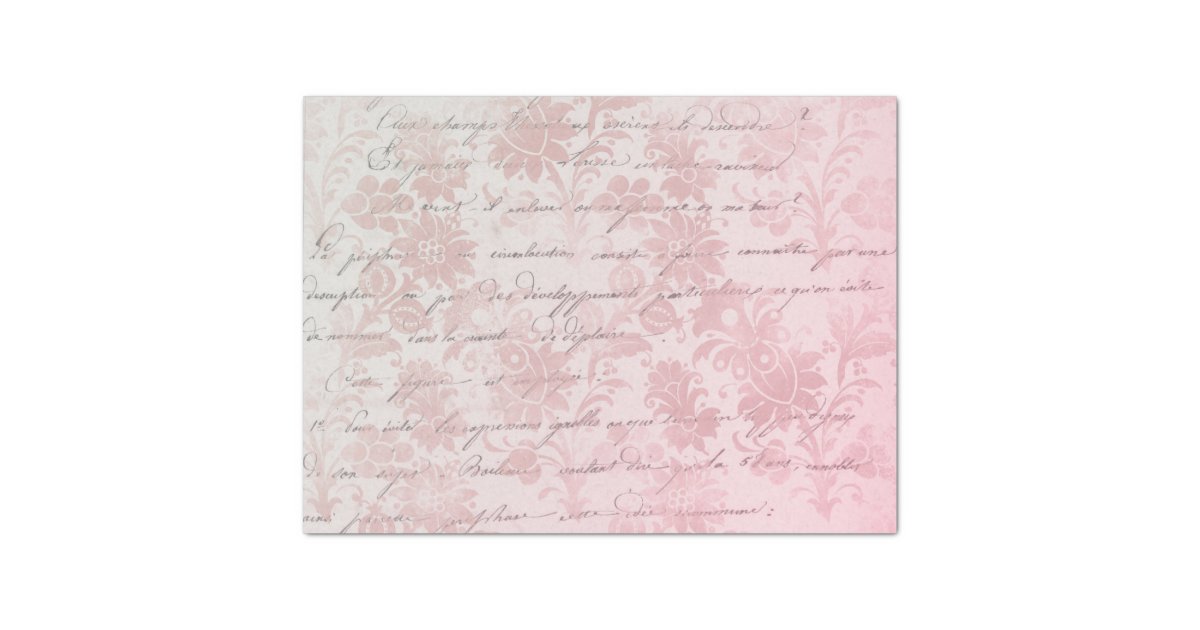 French Vintage Pink Floral Decoupage Tissue Paper
