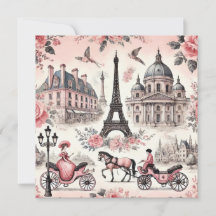 French vintage pink Tile Card