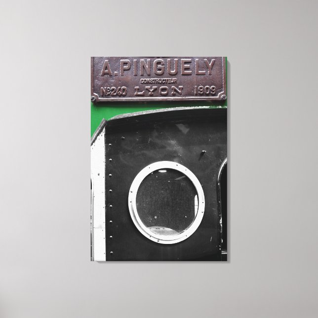 French Vintage Plaque 1909 Steam Engine Canvas Print