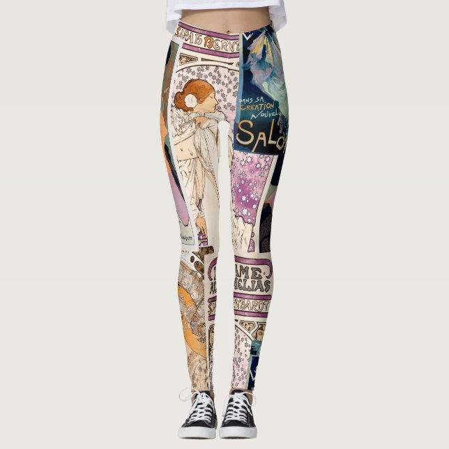 French Vintage Poster Art Collage Personalize Leggings (Front)