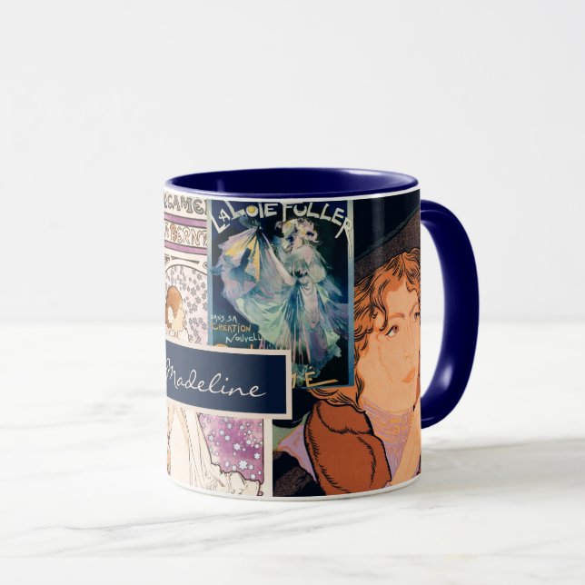French Vintage Poster Art Collage Personalized Mug (Front Right)