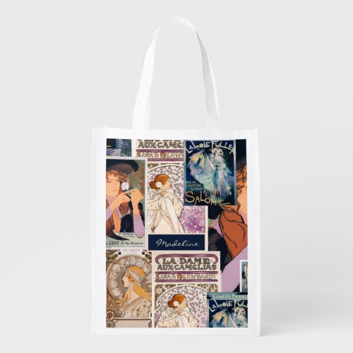 French Vintage Poster Collage Personalize Grocery Bag