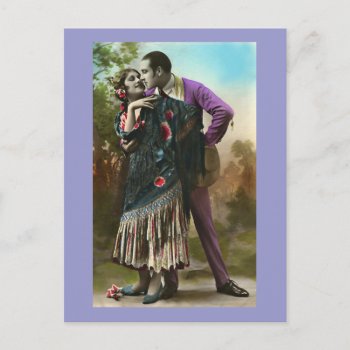 French Vintage Romantic Kiss Postcard by FrenchFlirt at Zazzle