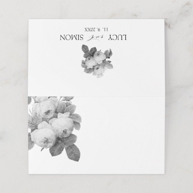 French vintage roses place card (Outside Unfolded)