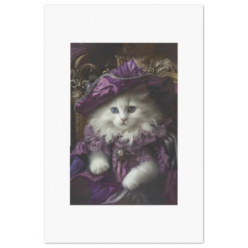 French Vintage Royal Cat Decoupage  Tissue Paper