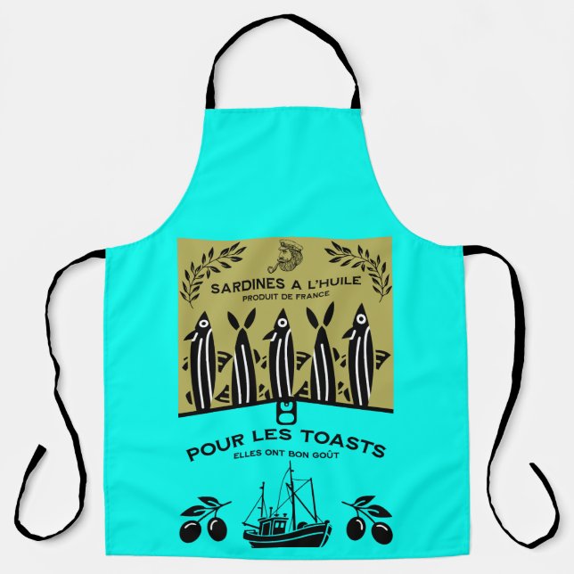 French Vintage Sardine Kitchen Apron (Front)
