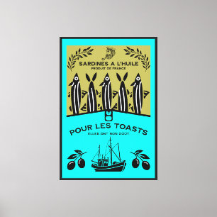 French Vintage Sardine Kitchen Canvas Print