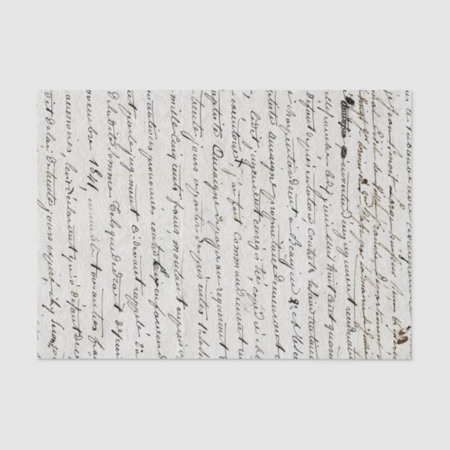 French Vintage Script Ink Blot Tissue Paper (Front)