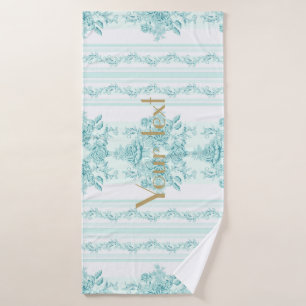 French,Vintage,shabby chic,pattern,victorian,turqu Bath Towel