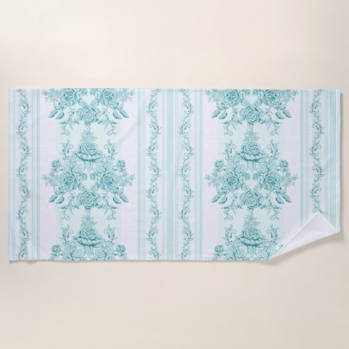 FrenchVintageshabby chicpatternvictorianturqu Beach Towel