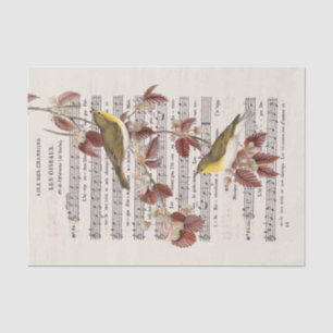 French Vintage Sheet Music Wren Birds Decoupage