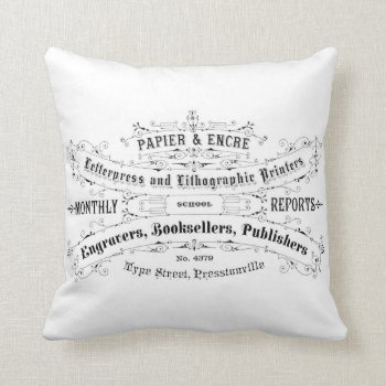 French Vintage Typography Shabby Chic Cushion by VintageImagesOnline at Zazzle