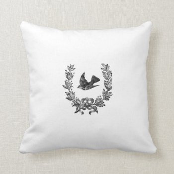 French Vintage Typography Shabby Chic Cushion Bird by VintageImagesOnline at Zazzle
