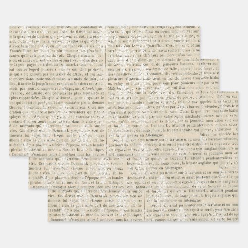 French Vintage White Damask Newsprint Wrapping Paper Sheets
