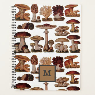 french vintage woodland botanical mushroom planner