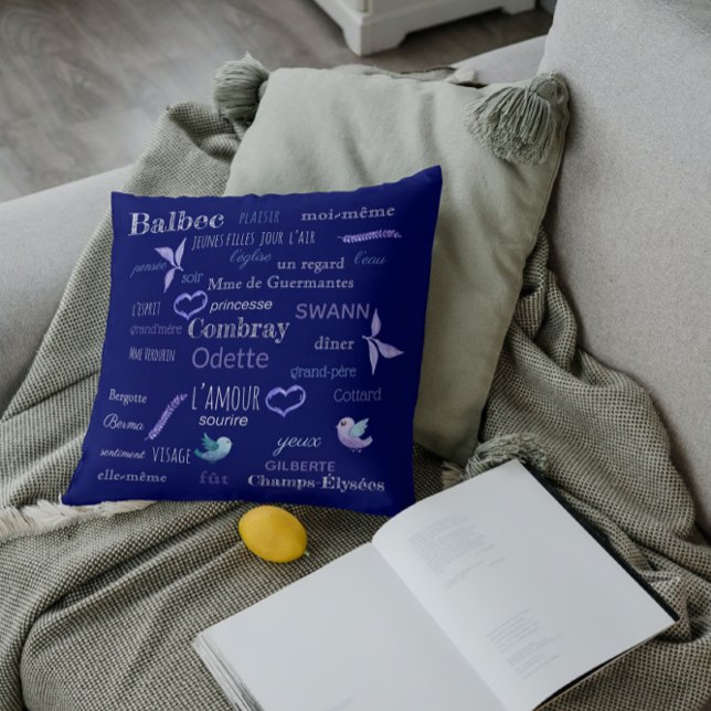 French vocabulary of Proust  - chalkboard Throw Pillow (Creator Uploaded)