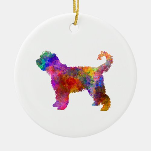 French Water Dog in watercolor Ceramic Ornament