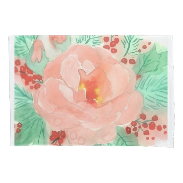 French watercolor rose pillow case (Front)