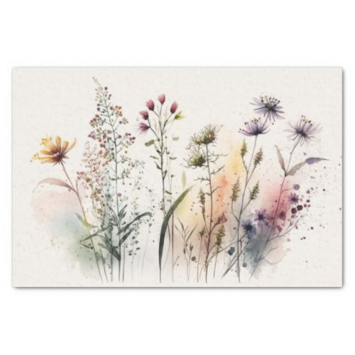 french watercolor wildflowers decoupage  tissue paper