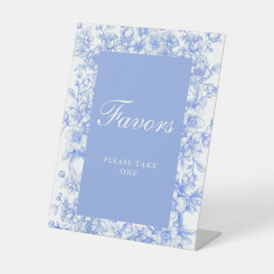 French Wedding Floral Something Blue Favors Pedestal Sign