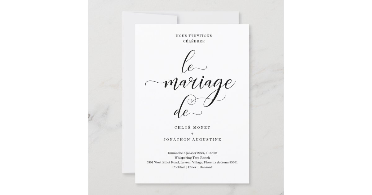 French Wedding Invitation Zazzle