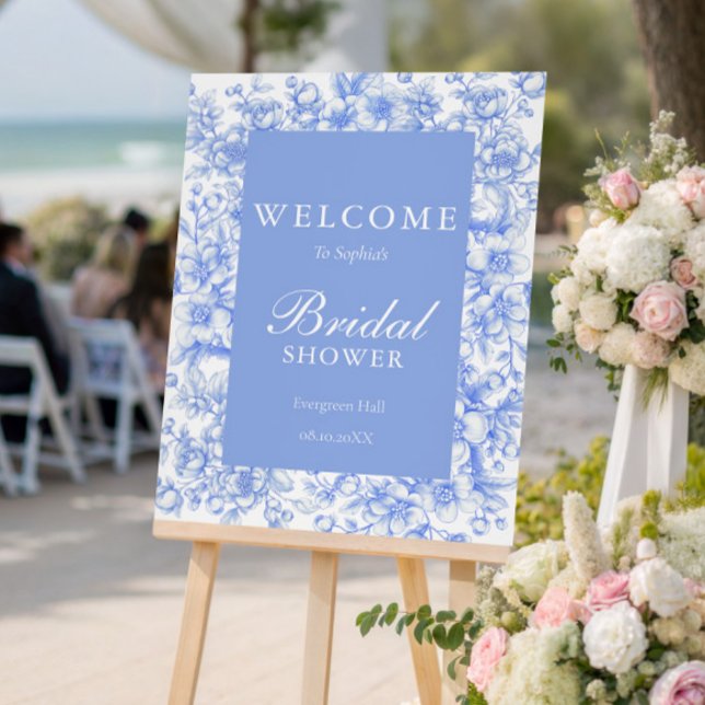 French Wedding Welcome Floral Something Blue  Foam Board (Creator Uploaded)