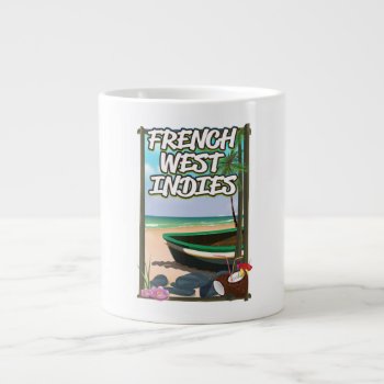 French West Indies Beach Travel Poster Large Coffee Mug by bartonleclaydesign at Zazzle