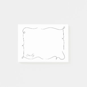 French Whimsical Script Custom Name  Post-it Notes