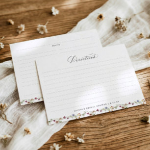 French Wildflowers Botanical Bridal Shower Recipe Enclosure Card