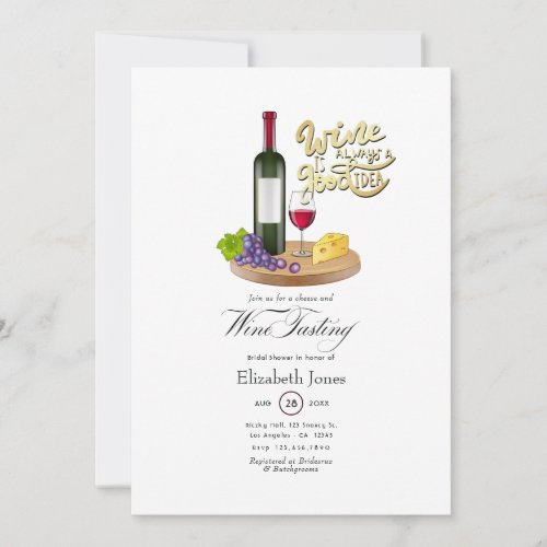 French Wine and Cheese Tasting Bridal Shower Invitation