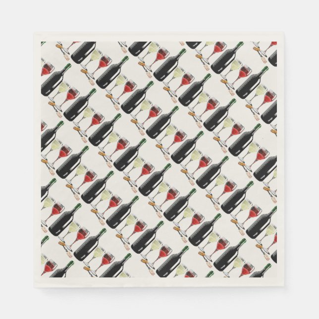 French Wine Glass Theme  Party Paper Napkins (Front)