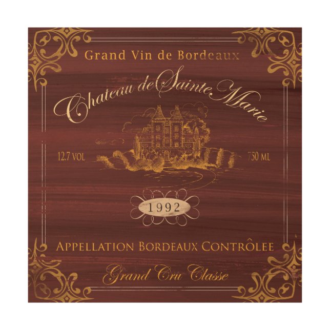 French Wine Label art on wood Panel (Front)