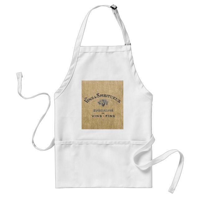 French Wine on Burlap Adult Apron (Front)