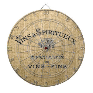 French Wine on Burlap Dart Board