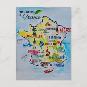French Wine Region Map Postcard