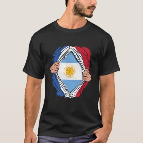 French with Argentinian roots Argentinian Flag wit T_Shirt