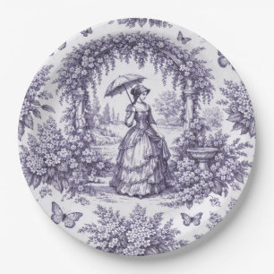 French Woman In a Garden Toile de Jouy Paper Plates