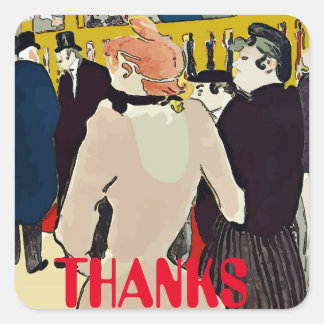 French Women Walking, add text, Square Sticker