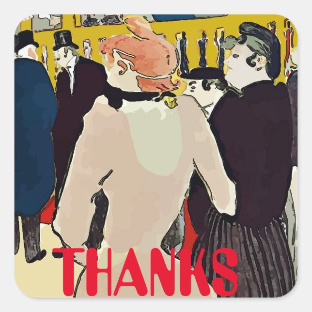 French Women Walking, add text, Square Sticker (Front)