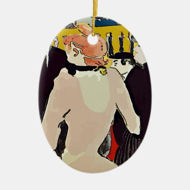 French Women Walking Ceramic Ornament (Front)