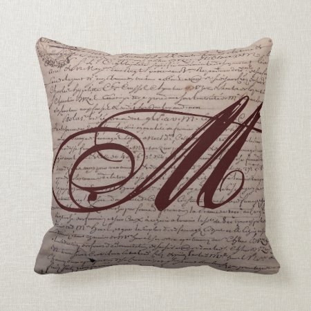 French Writing Monogram Throw Pillow