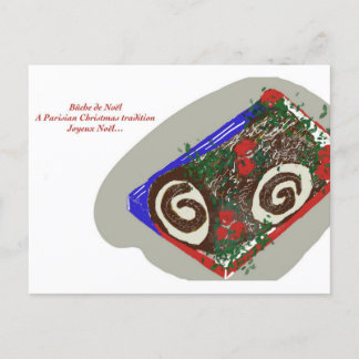 French Yule Christmas Log Postcard